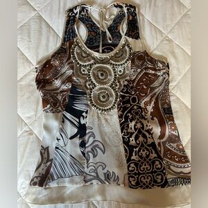 Hale Bob Silk Beaded Top Size M